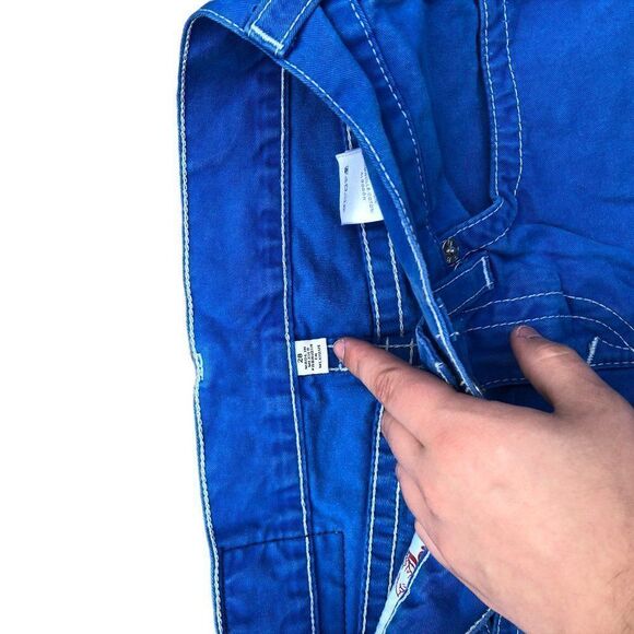 TRUE Religion Jean Shorts Size 28 CUT OFF Blue - Picture 4 of 7